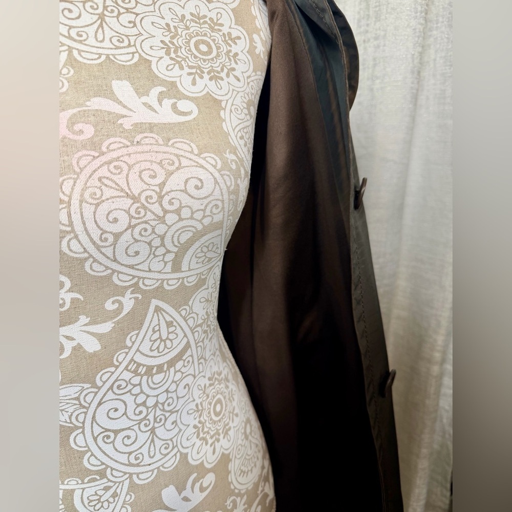 Via Spiga Brown Zebra Jacquard Trench Coat XS Belted Lightweight - Picture 6 of 13